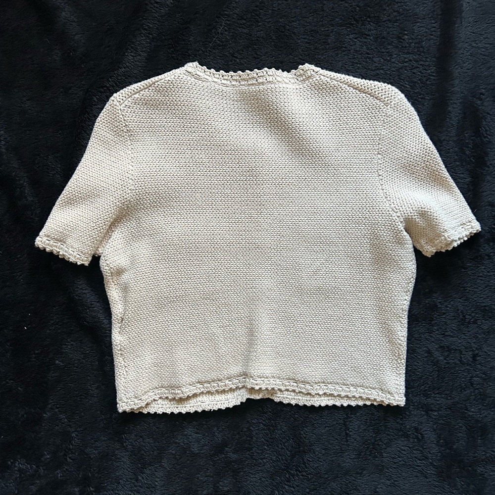 J.CREW Cream Knit Short-Sleeve Lady Cardigan - Picture 4 of 4